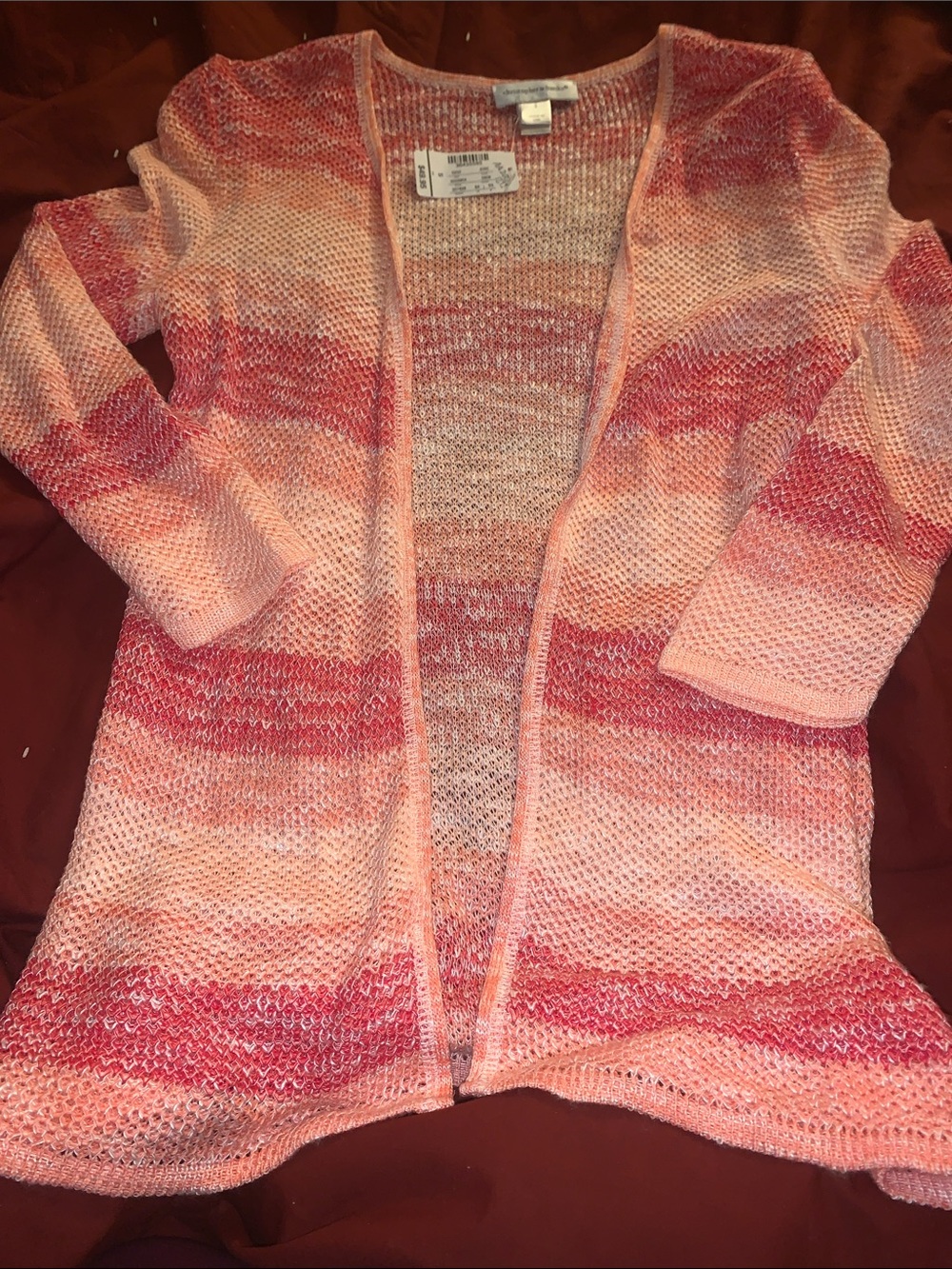 Christopher Banks Small Pink Ombre Open-Front Women’s Cardigan Sweater